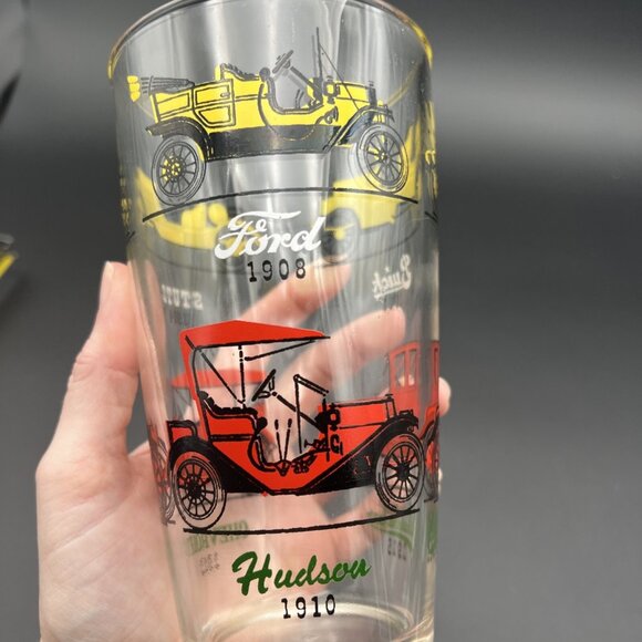 Vtg Classic Car Drinking Glass Stutz Chevrolet Ford Buick Studebaker Hudson 24oz - Picture 10 of 11